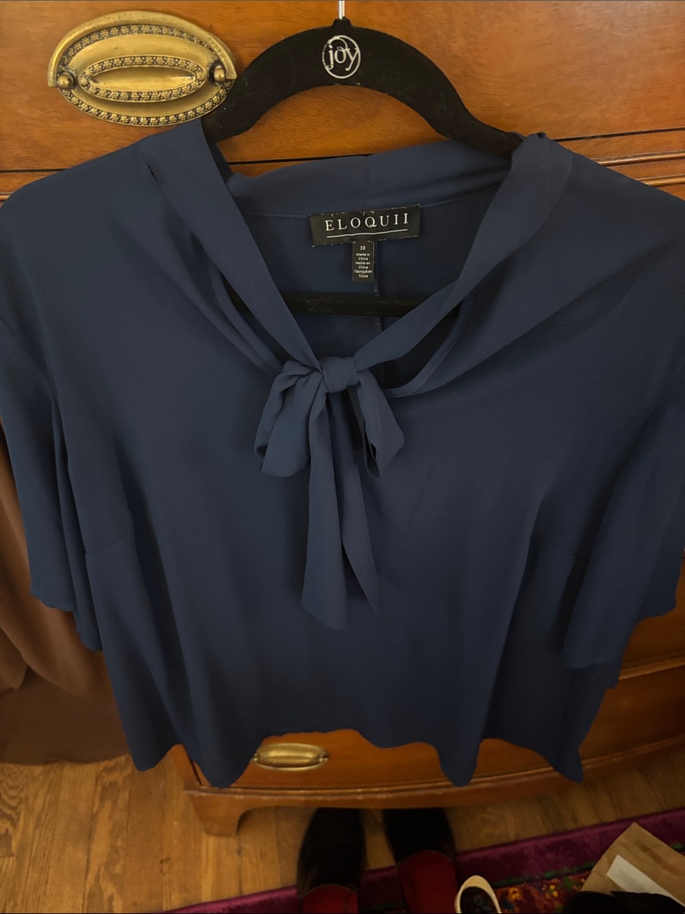 Eloquii Deep Navy Bow-Tie Blouse